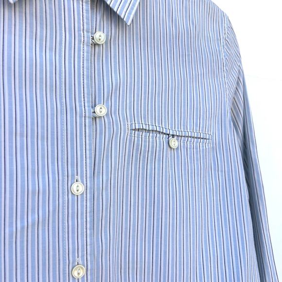 Ralph Lauren Y2K LRL Striped Button Down Western Shirt Blue Medium Cotton Preppy - Picture 6 of 8